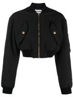 Moschino embroidered-logo bomber jacket - Noir - thumbnail