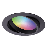 Luna - Smart LED inbouwspot - IP44 waterdicht - Kantelbaar - 12 Watt 1050 Lumen - Wifi + Bluetooth - RGBWW - Google Home, Amazon Alexa en Siri - Zwart - Badkamer, binnen en buiten