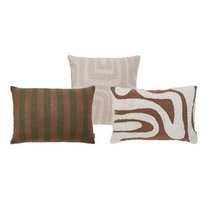 by fonQ Sierkussen Set van 3 - Linen Stripe - Groovy - Wave