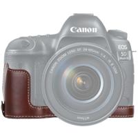1/4 inch draad PU lederen camera halve Case Base voor Canon EOS 5D Mark IV/5D Mark III (koffie)