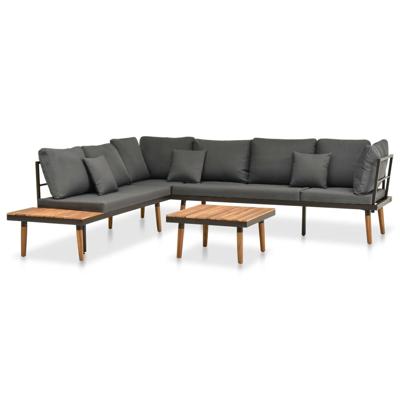 4-delige Loungeset met kussens massief acaciahout