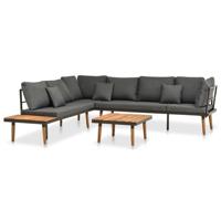 4-delige Loungeset met kussens massief acaciahout