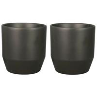 Bela Arte Plantenpot/bloempot Joly - 2x - keramiek - antraciet - 27.5 x 25