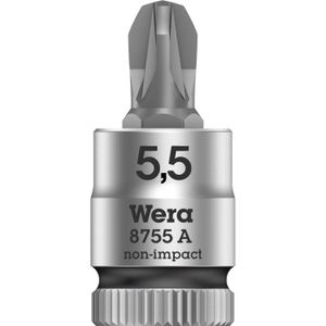 Wera 8700 A FL Zyklop Sleufschroeven Bitdop met 1/4"-aandrijving dopsleutel