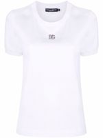 Dolce & Gabbana t-shirt en coton à ornements en cristal - Blanc