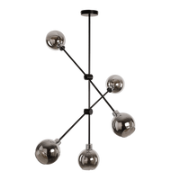 Hanglamp Enrico 5 lichts zwart/chroom fume glas - thumbnail