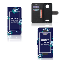 Motorola Moto Z Portemonnee Hoesje Flowers Blue DTMP - thumbnail