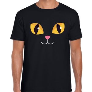 Kat gezicht fun verkleed t-shirt zwart voor heren