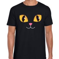 Kat gezicht fun verkleed t-shirt zwart voor heren