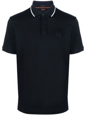 BOSS polo à logo embossé - Bleu