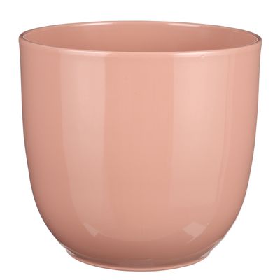 Plantenpot/bloempot Tusca - Lichtroze - keramiek - glans - D25/H23 cm