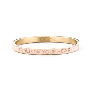 Key Moments 8KM BC0011 Stalen Bangle met Tekst Follow Your Heart One-size Goudkleurig / Licht roze