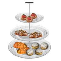 Etagere 3 laags - transparant - metaal - D29 x H35 cm - Hightea - Taartjes - Decoratief - Serveersch