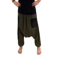 Yogabroek groen heren en dames - eco bamboe aladdinbroek - M - thumbnail