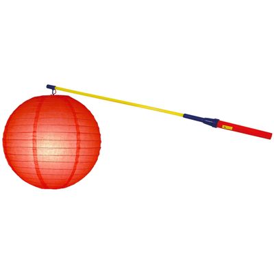 Lampionstokje 50 cm - met lampion - rood - D25 cm