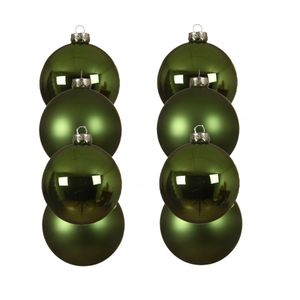 8x stuks glazen kerstballen groen 10 cm mat/glans