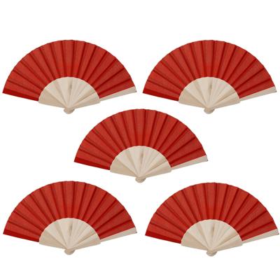 Spaanse waaier - 10x - rood - 42 x 23 cm - hout - verkoelend - handwaaier