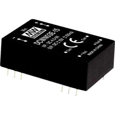MEAN WELL DCWN03E-05 DC/DC-convertermodule 300 mA 3 W Aantal uitgangen: 2 x Inhoud 1 stuk(s)