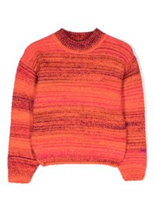 MSGM Kids pull en maille intarsia à rayures - Rose