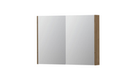 INK SPK2 spiegelkast met 2 dubbelzijdige spiegeldeuren, 4 verstelbare glazen planchetten, stopcontact en schakelaar 100 x 14 x 73 cm, fineer ash grey