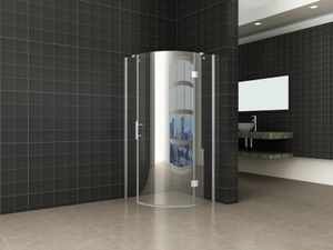 Wiesbaden Curf cabine kwartrond met 1 draaideur rechts 900 x 900 x 2000 x 8 mm helder glas/chroom