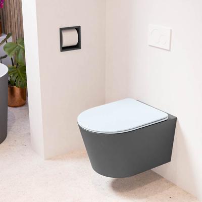 Wandcloset Mondiaz Lavie | Zonder spoelrand | Incl.Toiletzitting-Clay | Keramiek | Dark Grey
