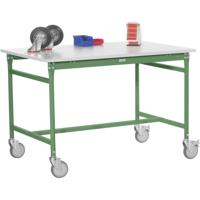 Manuflex BB4041.6011 Bijzettafel basismobiel met melamine tafelblad in Reseda groen RAL 6011, bxdxh: 1250 x 800 x 850 mm Reseda groen (RAL 9010)