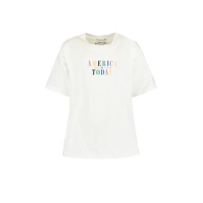 America Today Junior T-shirt met logo ecru