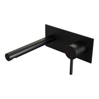 BRAUER Stripe Inbouw Wastafelmengkraan - rechte uitloop en afdekplaat model A1 - mat zwart 5-S-330