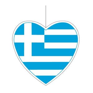Griekenland hangdecoratie harten 14 cm   -
