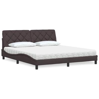 Bed met matras stof donkerbruin 180x200 cm