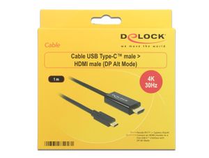 DeLOCK 85258 video kabel adapter 1 m USB Type-C HDMI Zwart