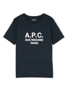 A.P.C. KIDS t-shirt en coton à logo imprimé - Bleu