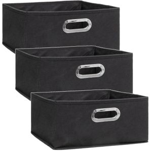 Set van 3x stuks opbergmand/kastmand 14 liter donkergrijs linnen 31 x 31 x 15 cm