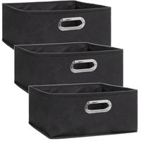 Set van 3x stuks opbergmand/kastmand 14 liter donkergrijs linnen 31 x 31 x 15 cm - thumbnail