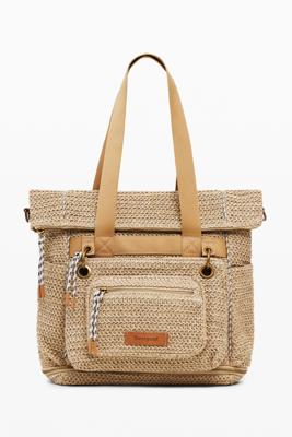 Grote modulaire raffia rugzak - WHITE - U