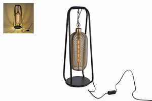 Tafellamp Michael hangend goud/zwart metaal 20x20x62cm