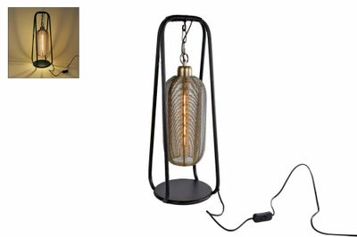 Tafellamp Michael hangend goud/zwart metaal 20x20x62cm