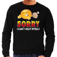 Funny emoticon sweater Sorry I cant help myself zwart heren - thumbnail