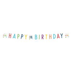 Letterbanner 18 Jaar Happy Birthday Confetti