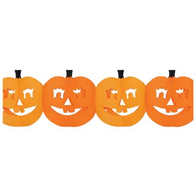 Pompoenen slinger - oranje - 4 meter - brandvertragend papier - Halloween versiering - feestslinger