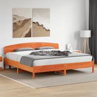 Bedframe zonder matras massief grenenhout wasbruin 200x200 cm