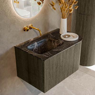 Badmeubel Mondiaz Kurve-Dlux | 75 cm cm | Meubelkleur Shadow | Wastafelkleur Lava | Solid surface | Wasbak links zijde spoelbak | Zonder kraangat(en)