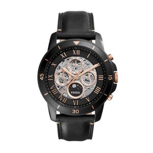 Fossil heren Grant Sport zwart lederen automatisch modehorloge ME3138
