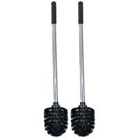 2x stuks wc/toiletborstels zwart/zilver 34.5 cm van RVS - thumbnail