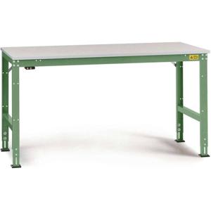 Manuflex LU4038.6011 ESD ESD-werktafel universele standaard achtergrond tafel met melamine schijf, bxdxh = 1250 x 800 x 763-873 mm Reseda groen (RAL 9010)