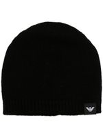 Emporio Armani bonnet en maille à patch logo - Noir