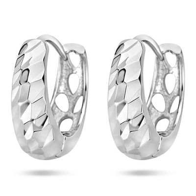 Klapoorringen Gediamanteerd zilver 4,5 x 12,5 mm