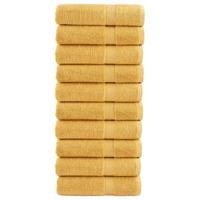 VidaXL Badhanddoeken solund 10 st 600 g/m² 70x140 cm goudkleurig