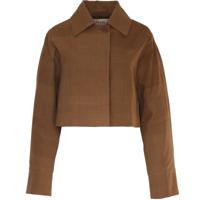 Floria Collective Dames Blazer June in het Cappucino Bruin - Handgemaakt Cropped Jasje van Biologisch Katoen - Plantaardig Geverfd